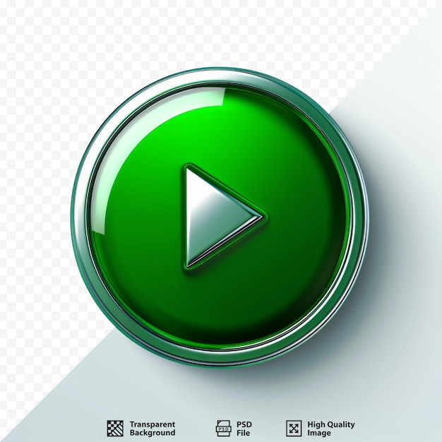 PSD play sign on green glossy button