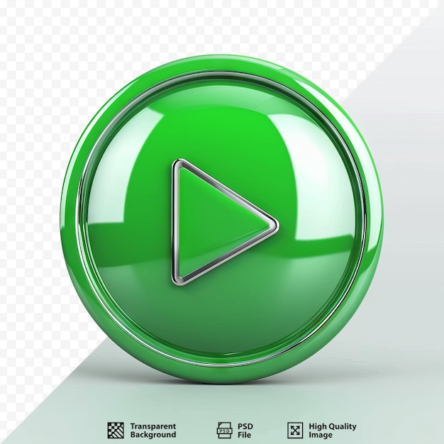 PSD play sign on green glossy button