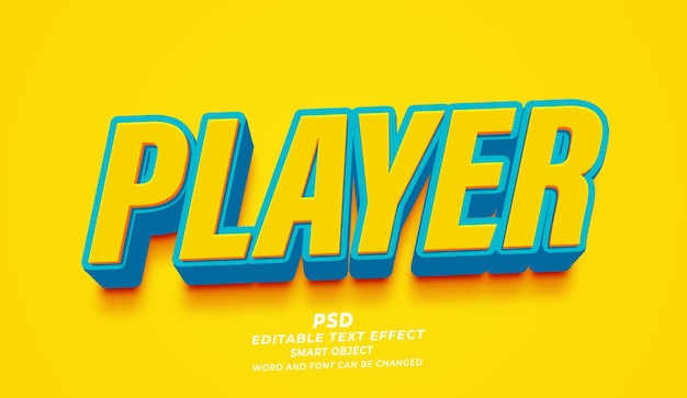 PSD player 3d edytowalny efekt tekstowy szablon programu photoshop