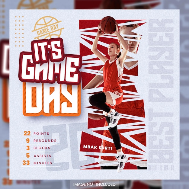 PSD player basketball sports event flyer template