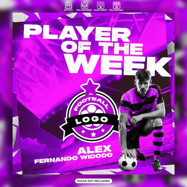 PSD player of the week football banner or poster design