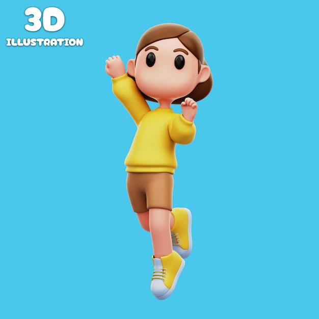 장난스러운 3D 만화 소녀