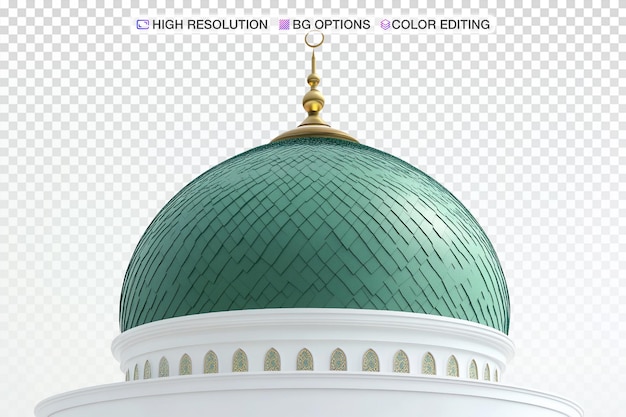 playful 3d cartoon mosque dome in vibrant green against white background