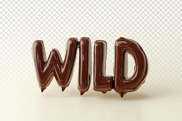 Playful 3D Cartoon Style Chocolate Text Spelling WILD
