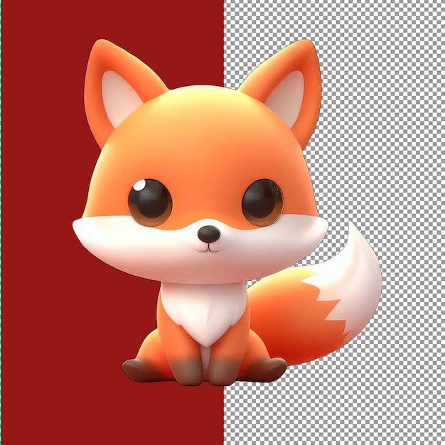 PSD playful 3d fox model png