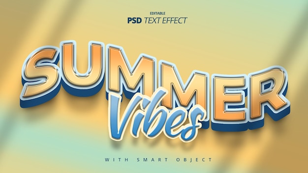 PSD playful 3d summer vibes text effect design