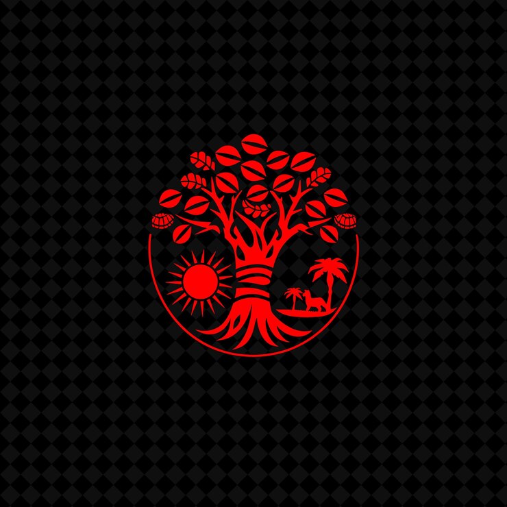 PSD playful baobab tree logo with decorative animal and sun desi creative plant vector designs