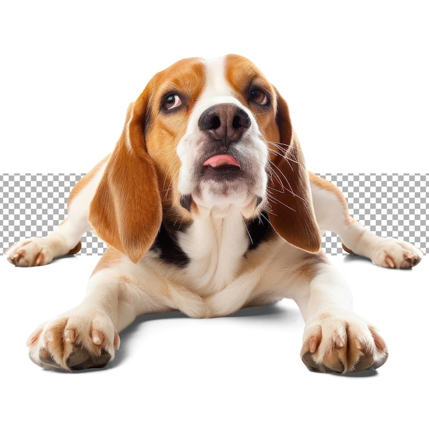 PSD playful beagle dog on transparent background curious dog cutout png