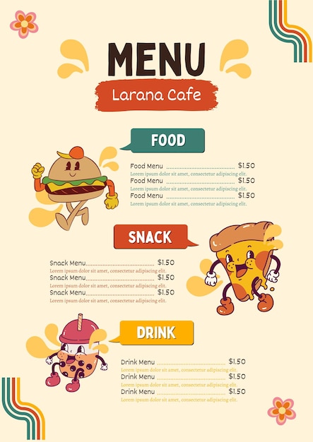 playful illustration cafe menu poster 1