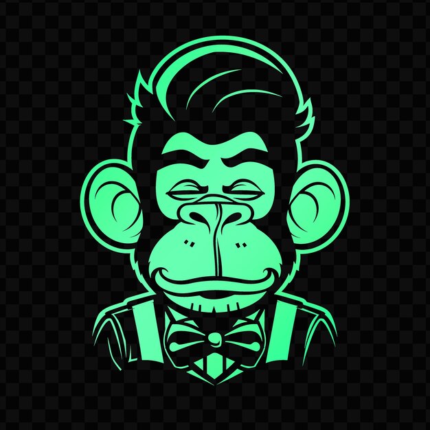 PSD playful monkey mascot logo with a bow tie and suspenders des psd vector tshirt tattoo ink art