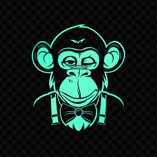 PSD playful monkey mascot logo with a bow tie and suspenders des psd vector tshirt tattoo ink art