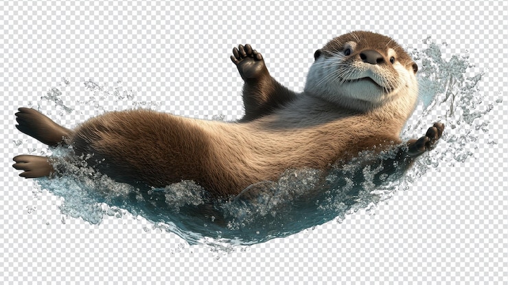 PSD a playful otter floating on its back in a serene water environment perfect for nature lovers and wildlife enthusiasts