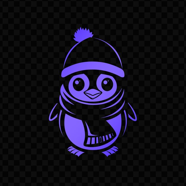 PSD playful penguin animal mascot logo with winter hat and scarf psd vector tshirt tattoo ink art