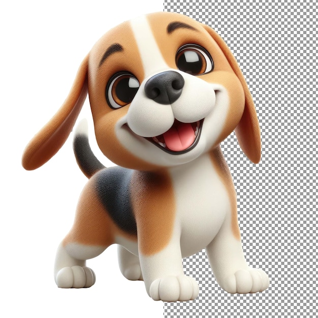 PSD playful pooch 3d isolated dog on transparent background