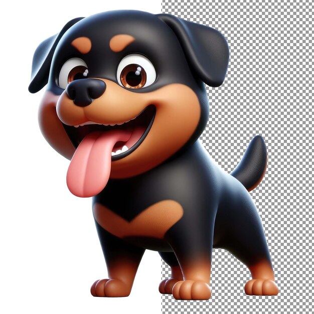 PSD playful pooch 3d isolated dog on transparent background