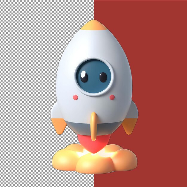 PSD playful rocket 3d illustration png