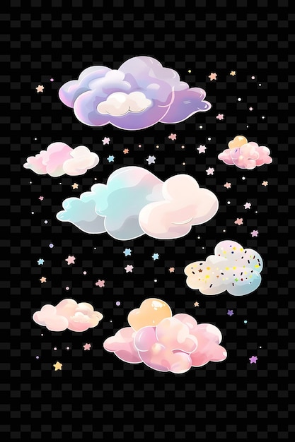 PSD Игральное облако стратокумулуса с пушистыми маршмелло и приятными неоновыми цветами и формами