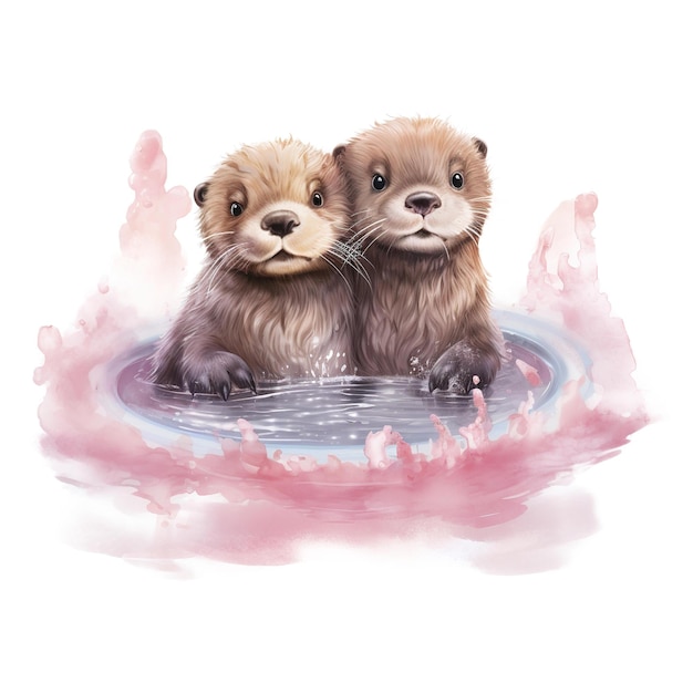 PSD playful waters valentine otter couple a cute addition to your valentines day festivities