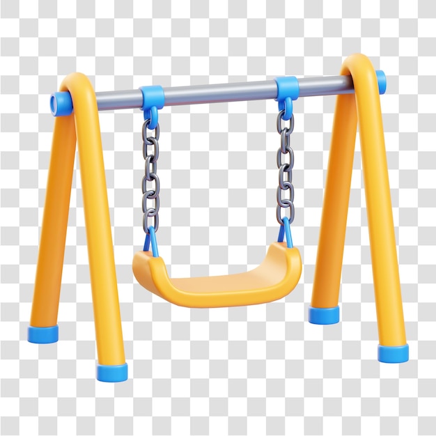 Playground Kid Swing 3D Icon Rendering Isolated Transparent Background