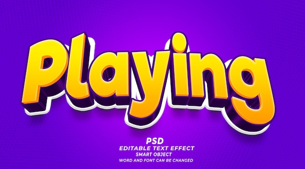 Playing 3d editable text effect photoshop template with background