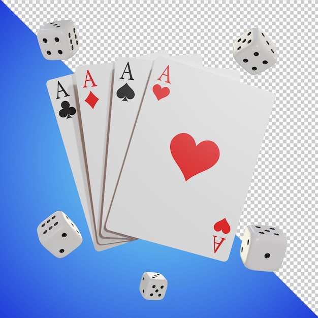 Playing Card With Dice 3D Render Isolated