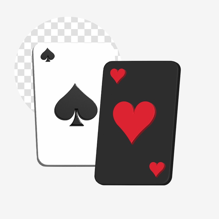 PSD playing cards 3d rendering of casino elements