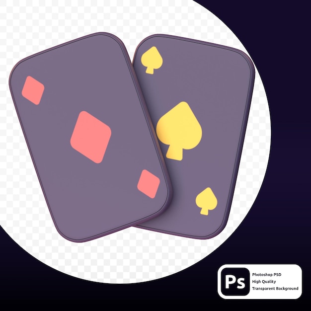 Playing cards for game in 3d render for graphic asset web or presentation