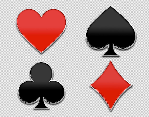 PSD simboli di carte da gioco in stile foglio rotondo smaltato