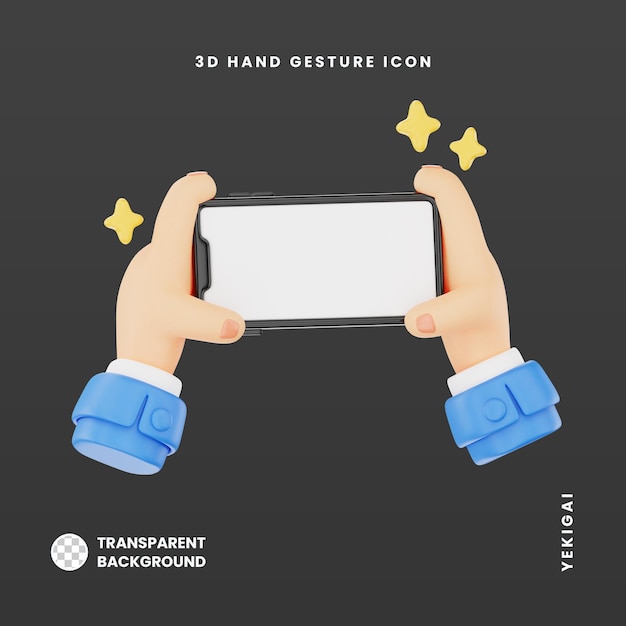 Playing games in smart phone 3D hand gesture icon