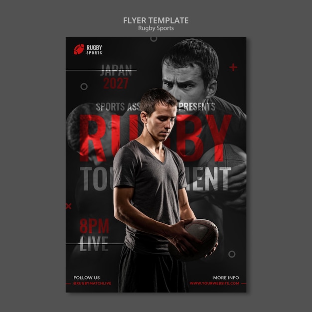 PSD playing rugby flyer template