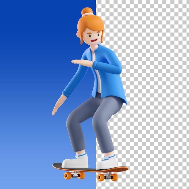 Playing skateboard 3d illustration