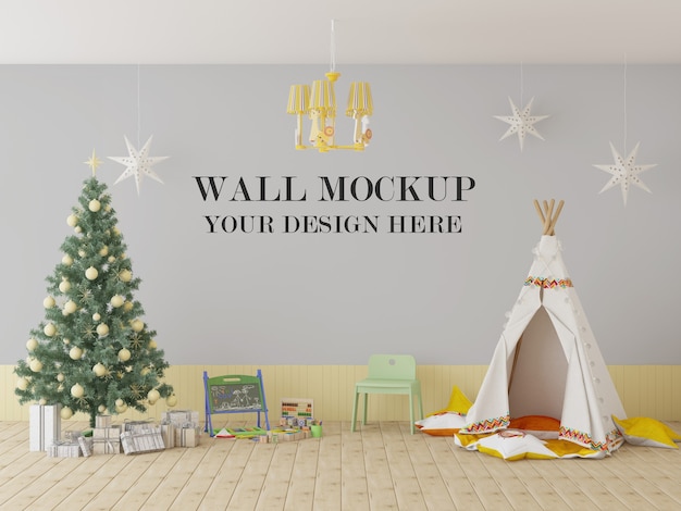 Playschool wall mockup for christmas and new year eve