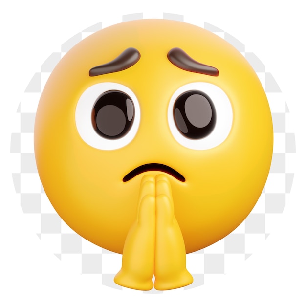 Pleading Emoji with Hands Clasped