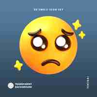 PSD pleading face 3d emoji illustrations pack