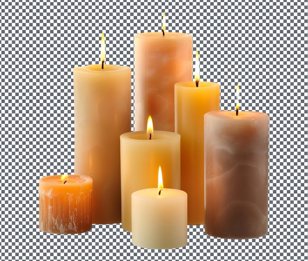 PSD pleasing candles isolated on transparent background