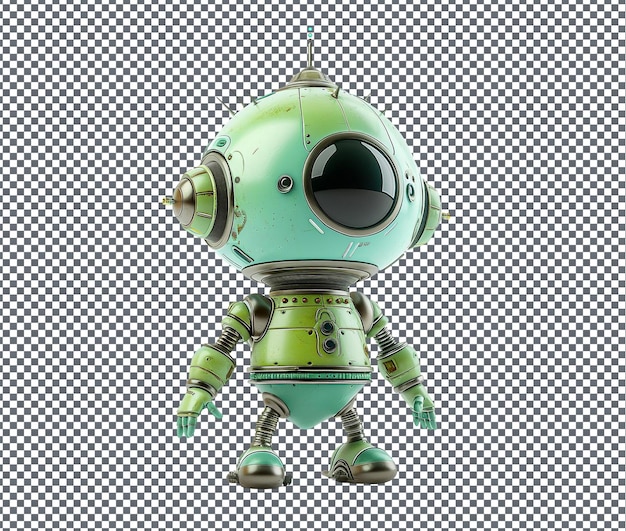 PSD pleasing cartoon style alien spaceship rig character isolated on transparent background