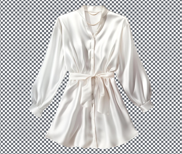 Pleasing satin mandarin collar bridal sleep shirt isolated on transparent background