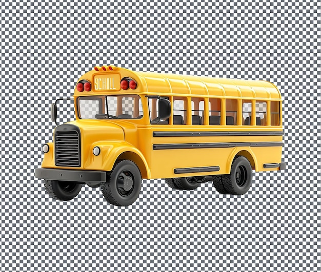 PSD pleasing toy school bus isolated on transparent background