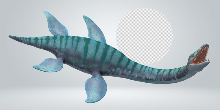 PSD 在透明背景上孤立的plesiosaurus