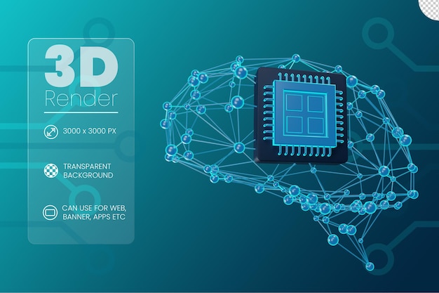 PSD plexus brain and processor on artificial intelligence concept