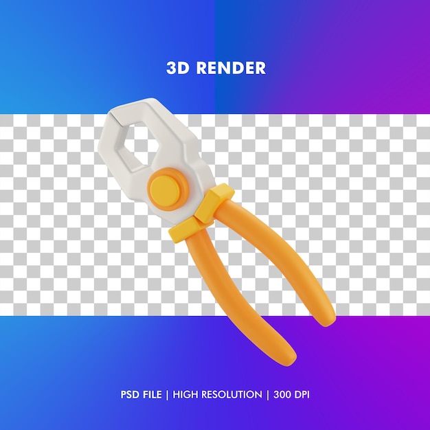 Pliers 3d render illustration isolated