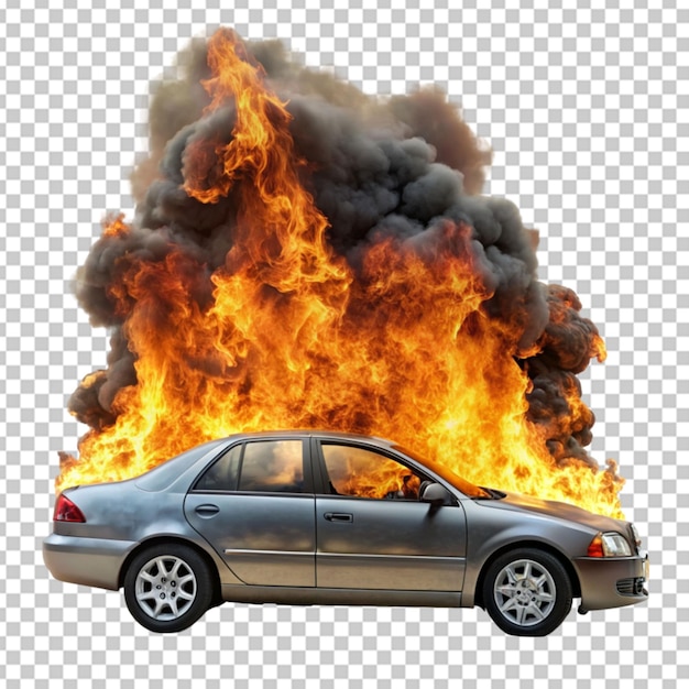PSD płonące samochody przezroczyste tło