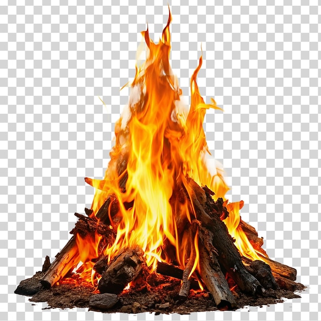 Płonący Ogień Z Drewnem Na Przezroczystym Tle
