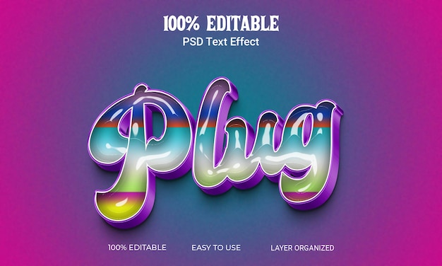 Plug 3d-teksteffect bewerkbare tekststijl psd-bestand