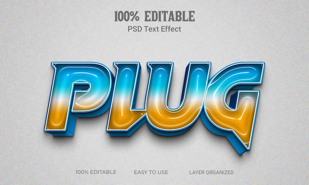 Plug 3d text effect editable text style psdファイル