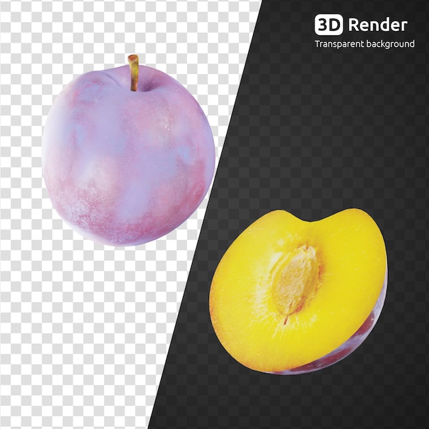 PSD a plum 3d render isolated