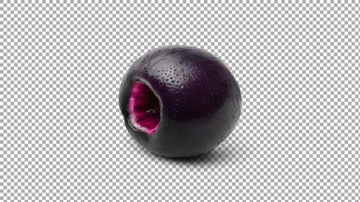 PSD a plum is shown with a purple stem