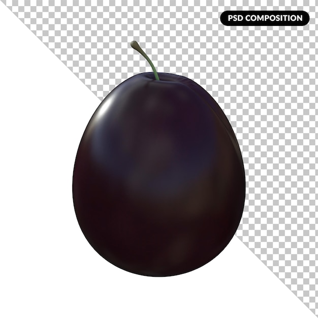 PSD plum isolated 3d rendering