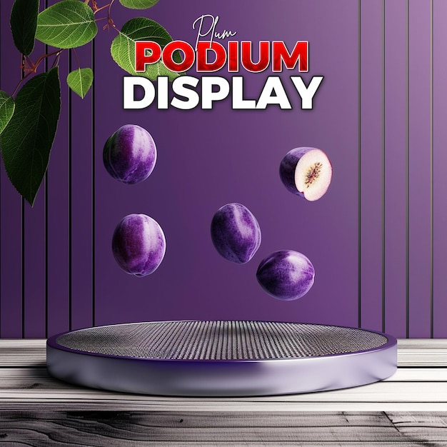 PSD plum product showcase voor promotionele social media post sjabloon achtergrond