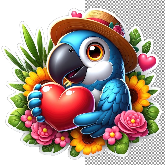 PSD plumage play captivating cute parrot sticker